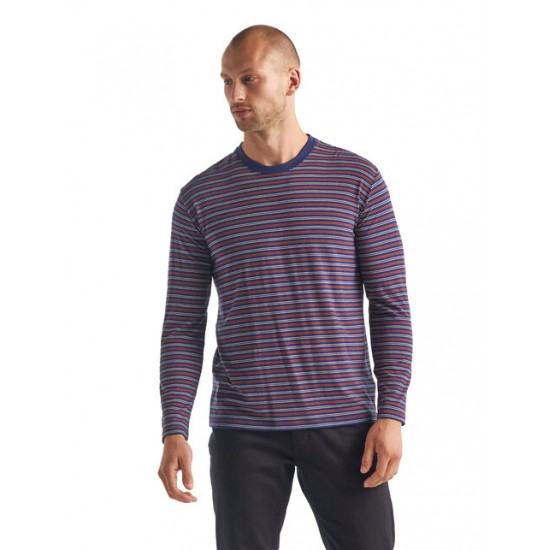 Men's Merino 150 Long Sleeve Crewe Stripe T-Shirt ✪ icebreaker Outlet