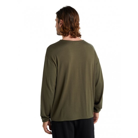 Men's Merino Deice Long Sleeve Hand Pocket Crewe T-Shirt ✪ icebreaker Outlet