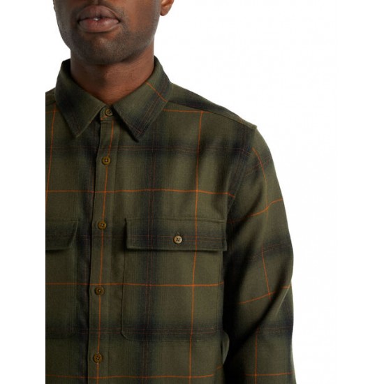 Men's Merino Dawnder Long Sleeve Flannel Shirt Plaid ✪ icebreaker Outlet