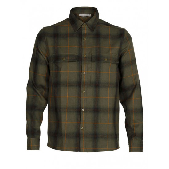 Men's Merino Dawnder Long Sleeve Flannel Shirt Plaid ✪ icebreaker Outlet