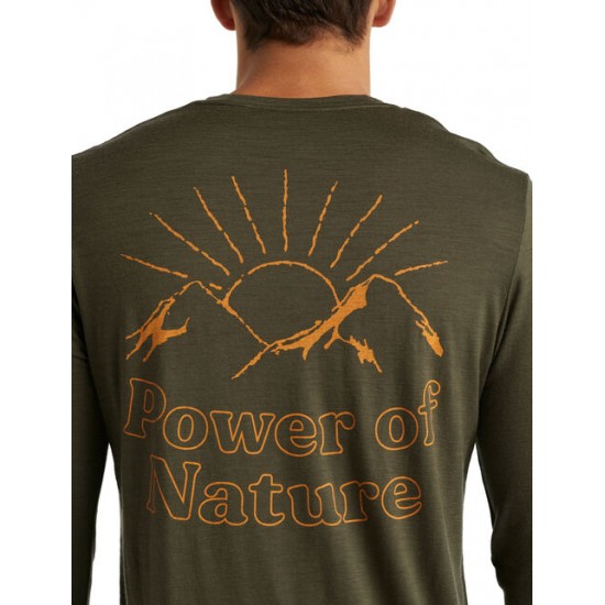 Men's Merino Tech Lite II Long Sleeve T-Shirt Power of Nature ✪ icebreaker Outlet